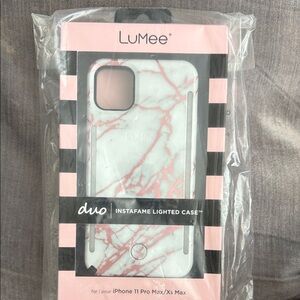 LuMee Duo Lighted Case for iPhone 11 Pro Max/XS Max - Pink and White Marble